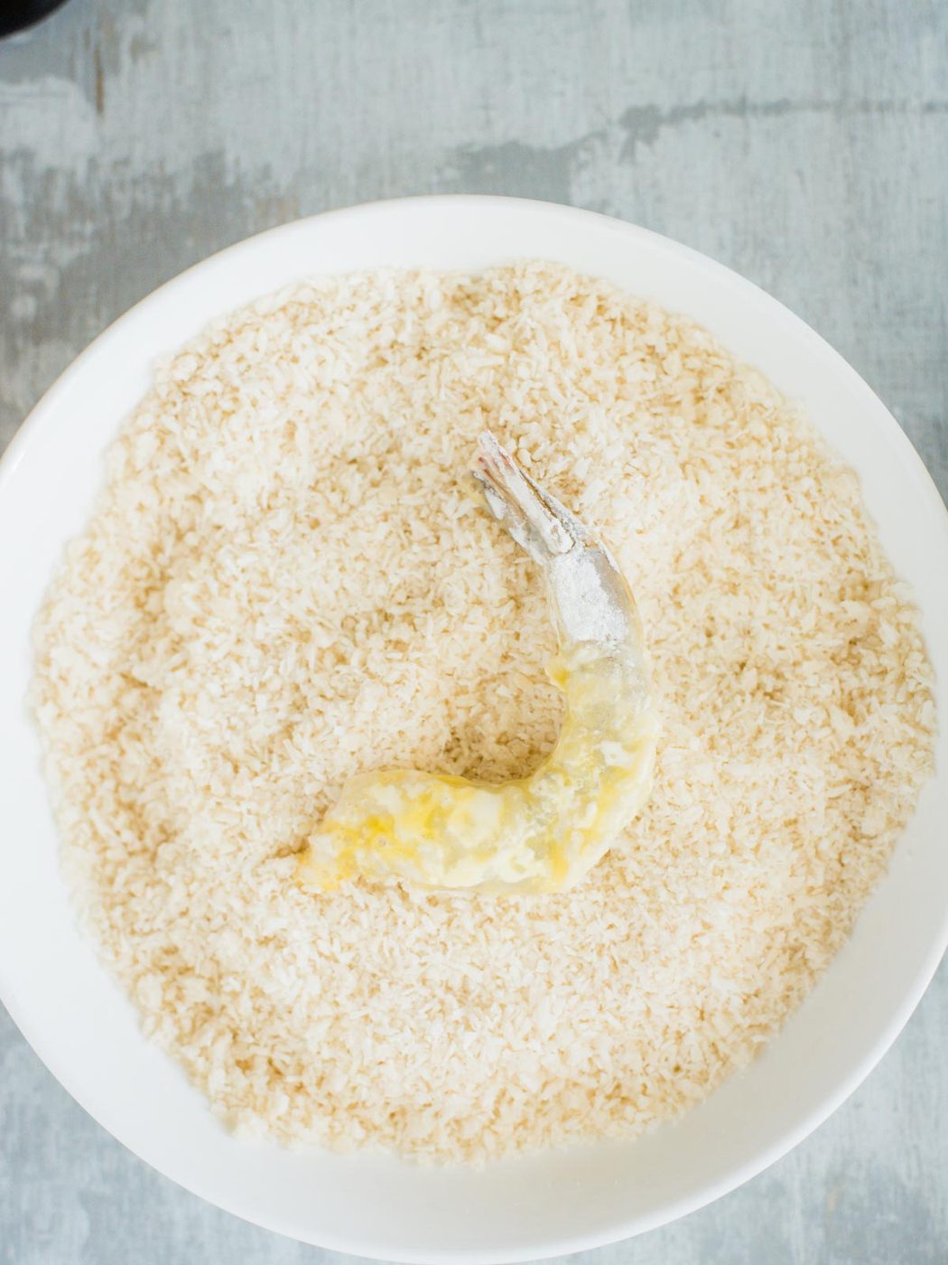 shrimp in breading bowl