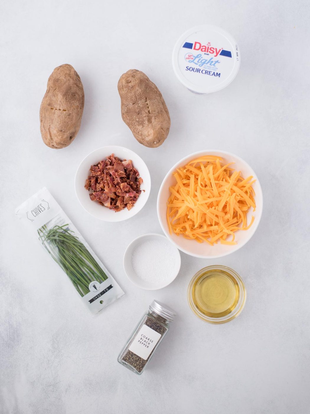 Ingredients shown to prepare air fryer potato skins.