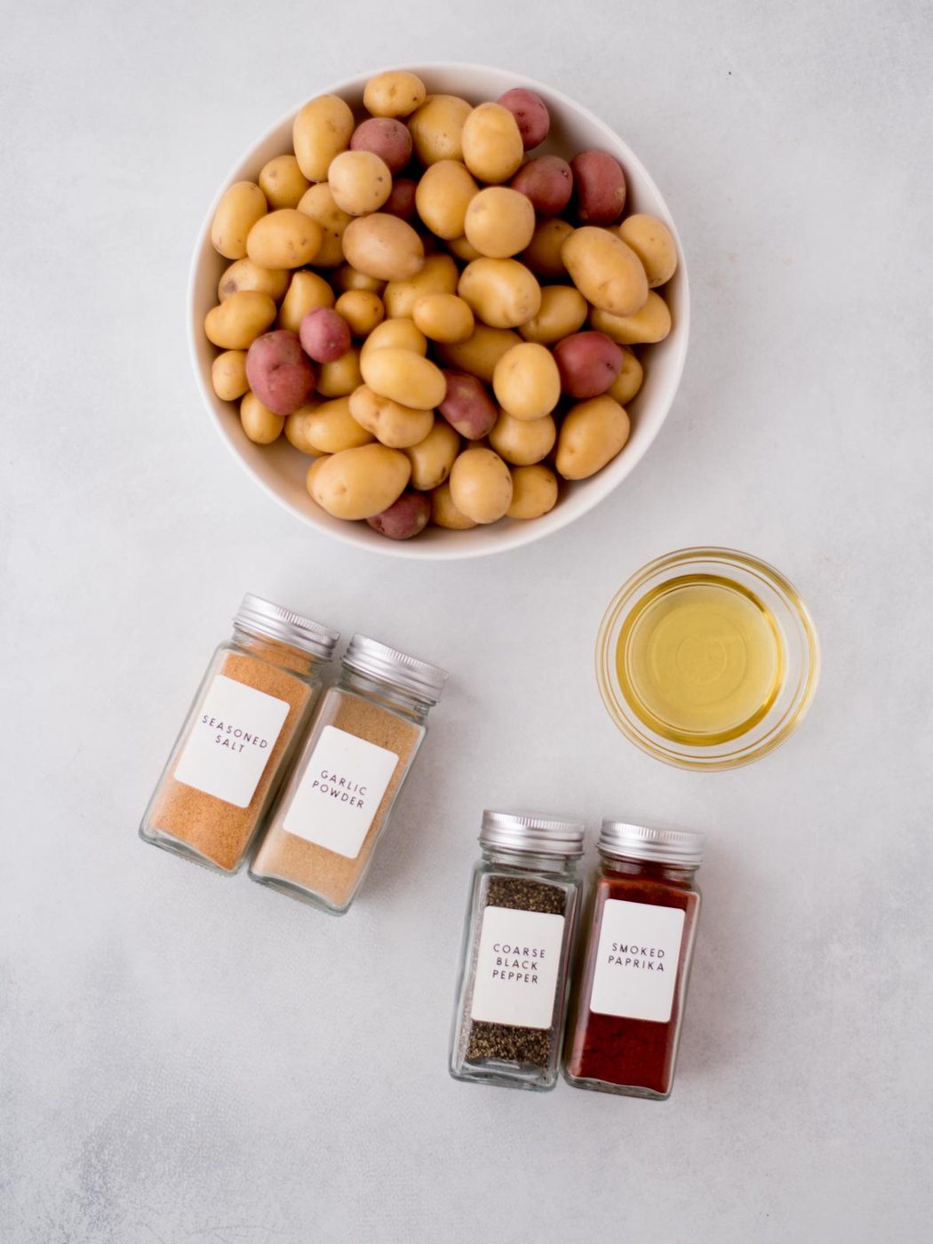 ingredients to make air fried baby potatoes