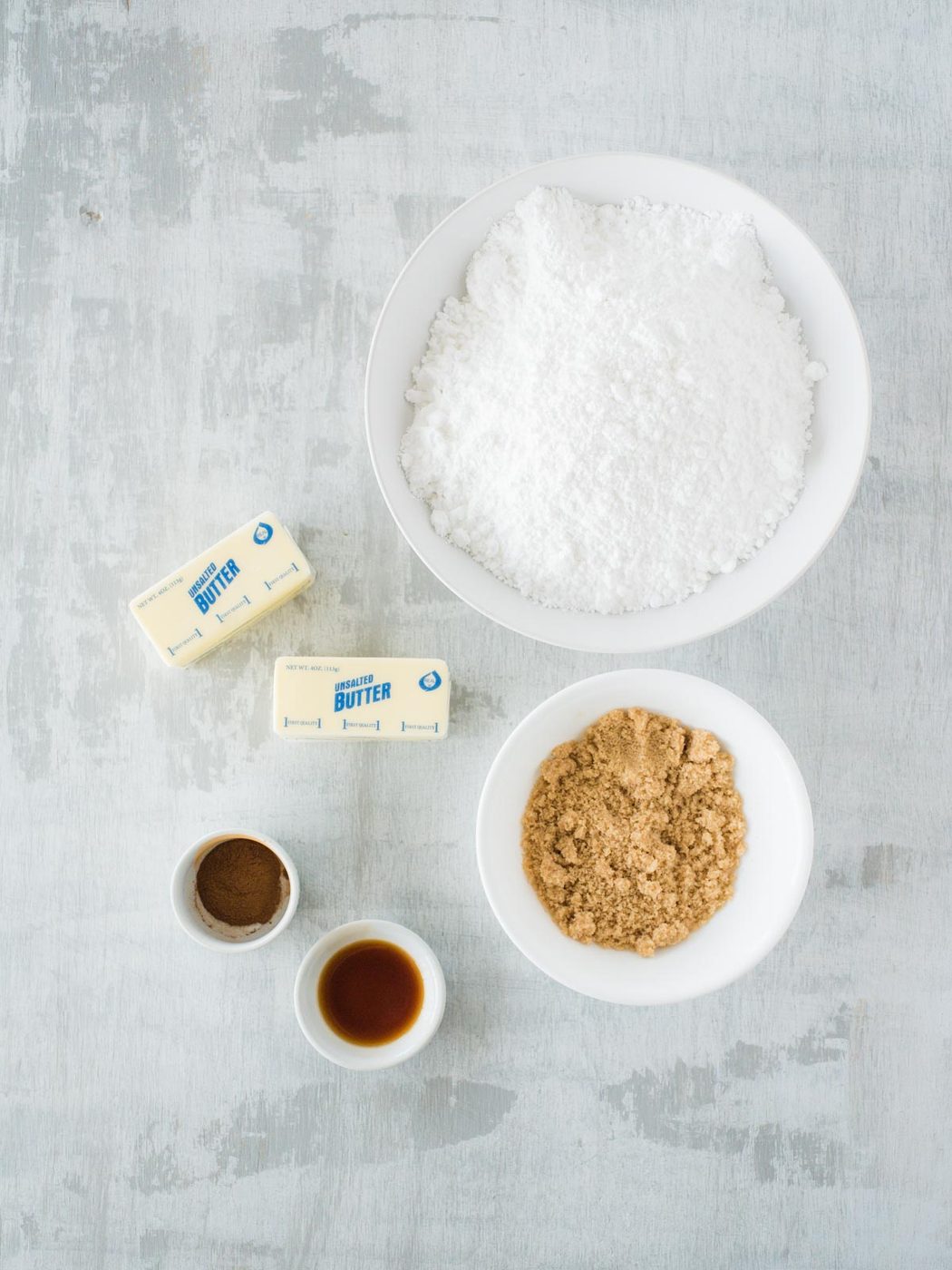 ingredients for cinnamon sugar frosting