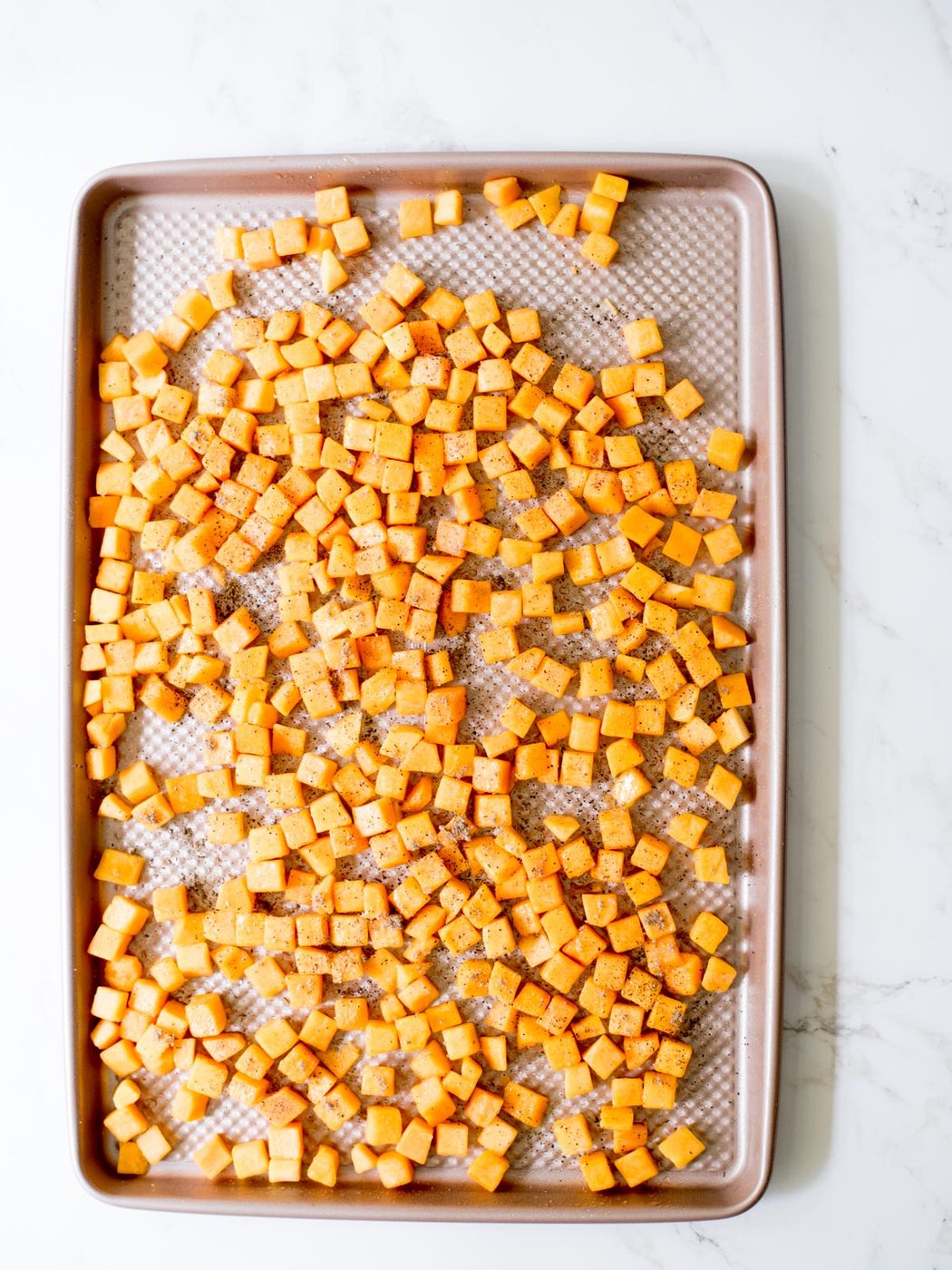 butternut squash on a sheet pan