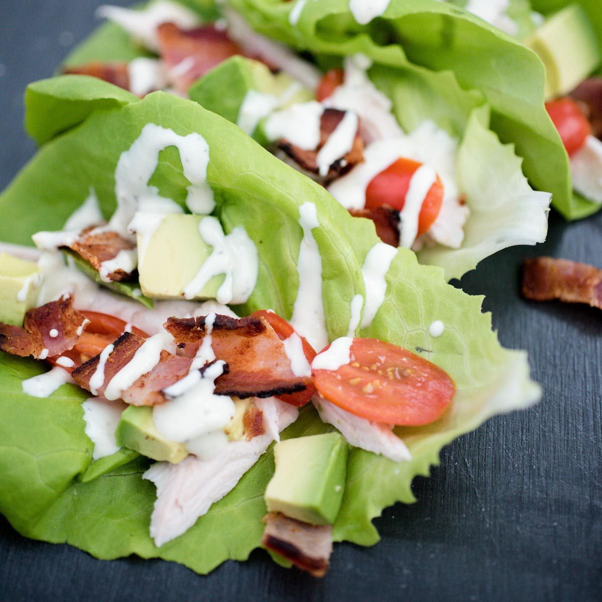 From-scratch Chicken Club Lettuce Wraps