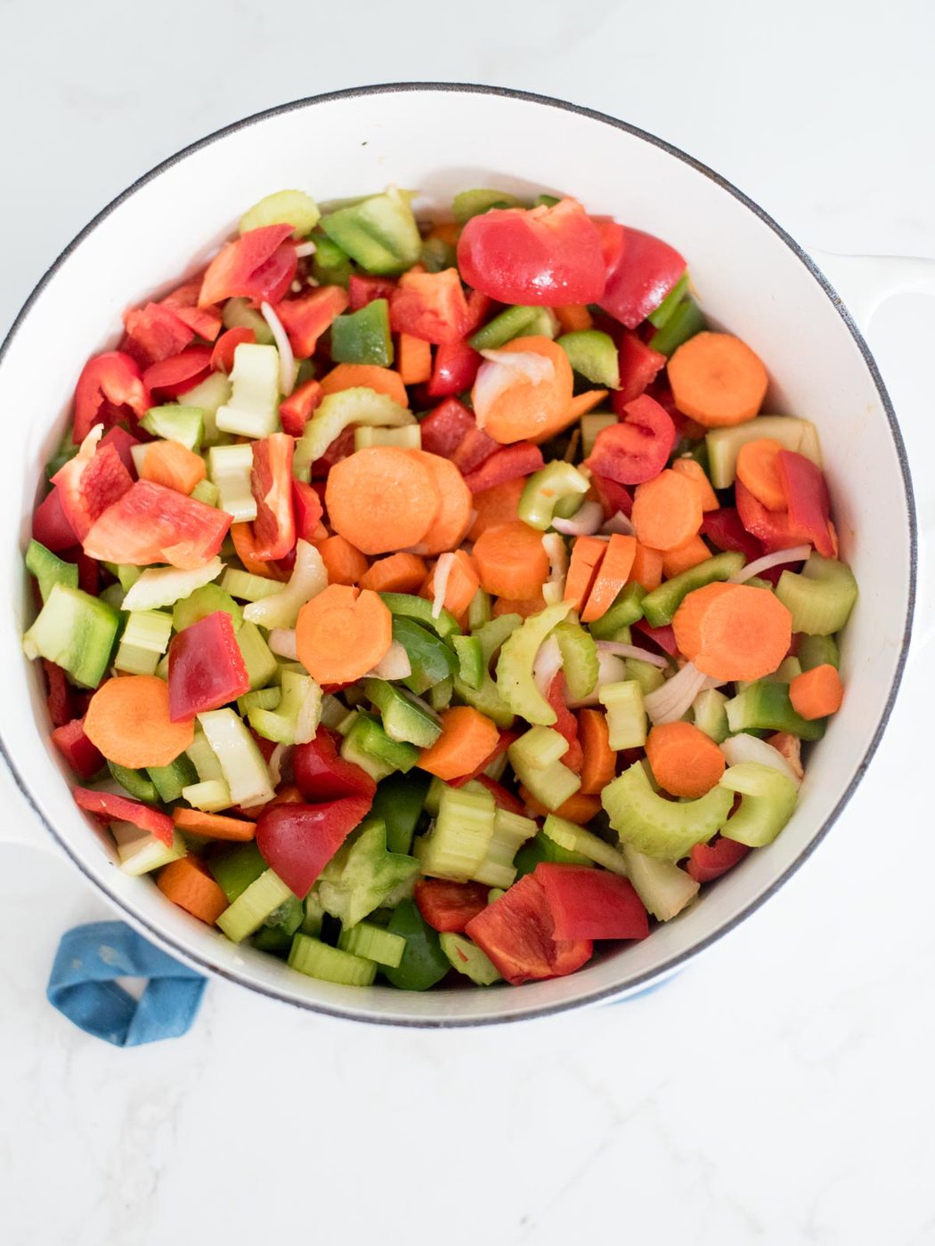 vegetables added to the dutch oven