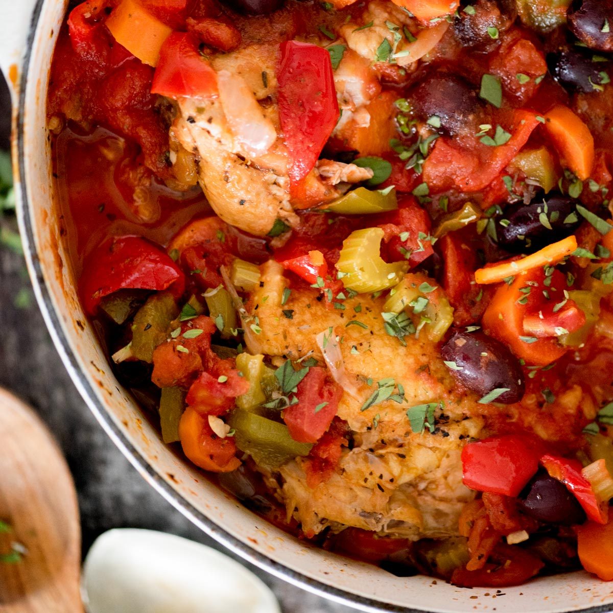 Chicken Cacciatore, baked