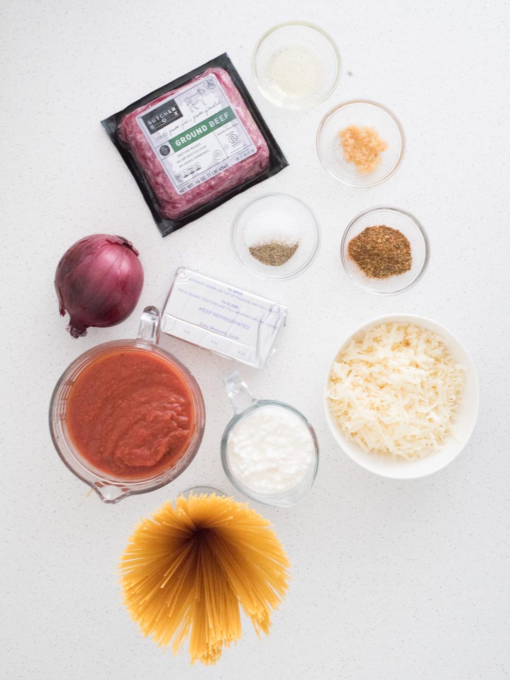 ingredients to make oven baked spaghetti