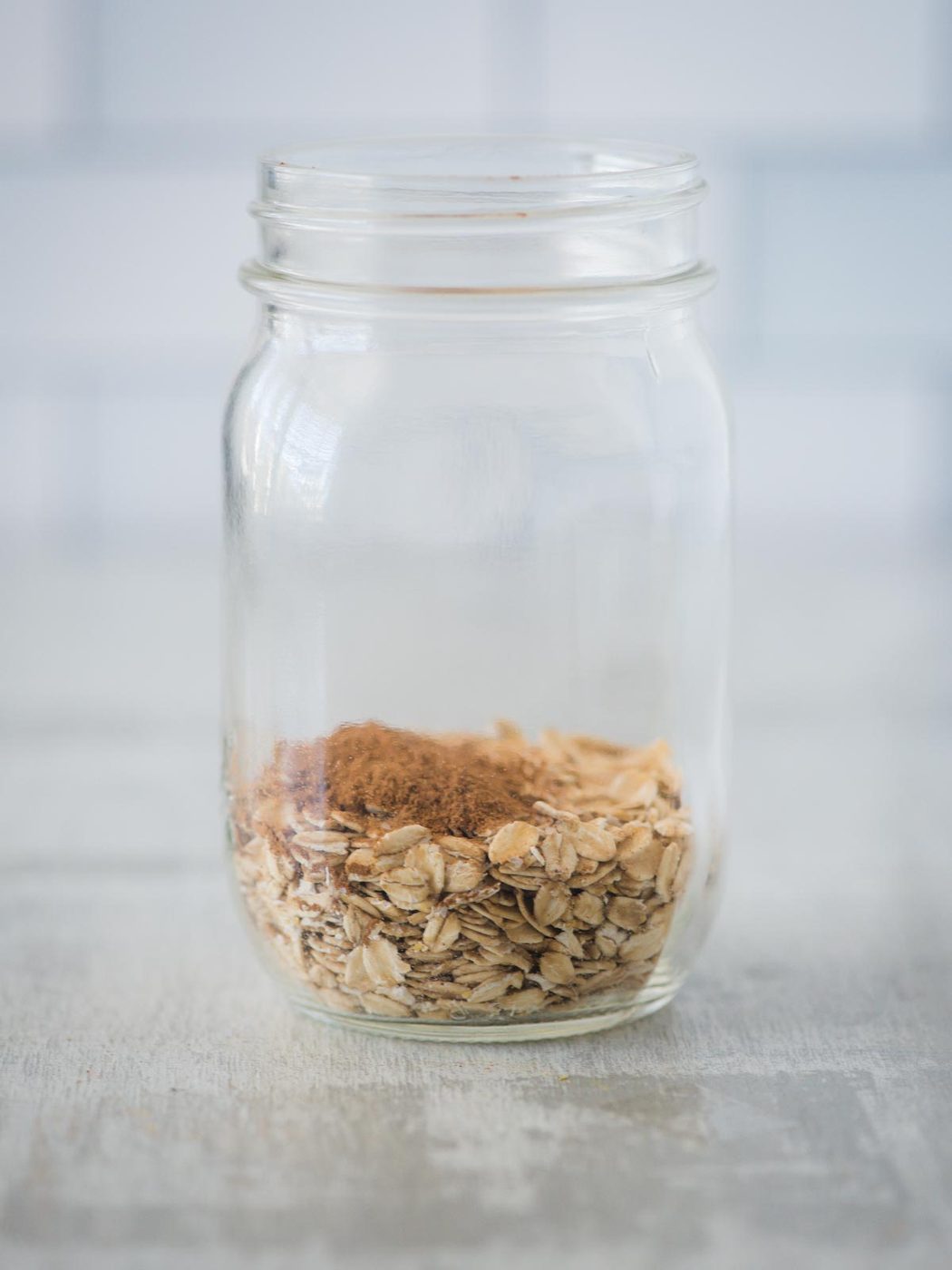 cinnamon and salt added to jar of ingredients
