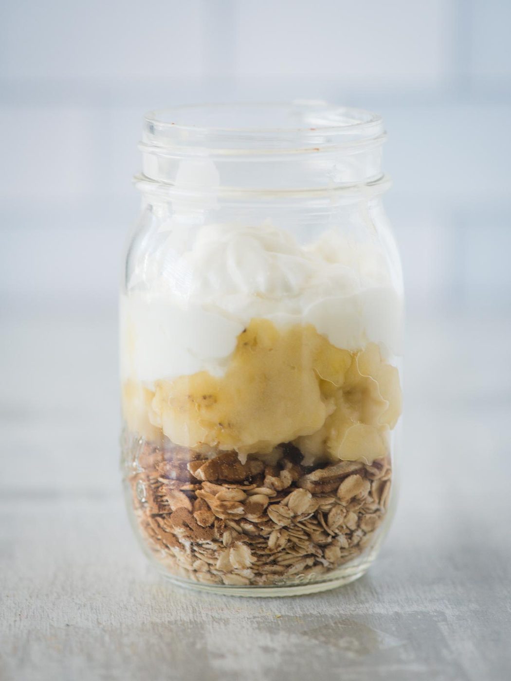 greek yogurt added to jar of ingredients