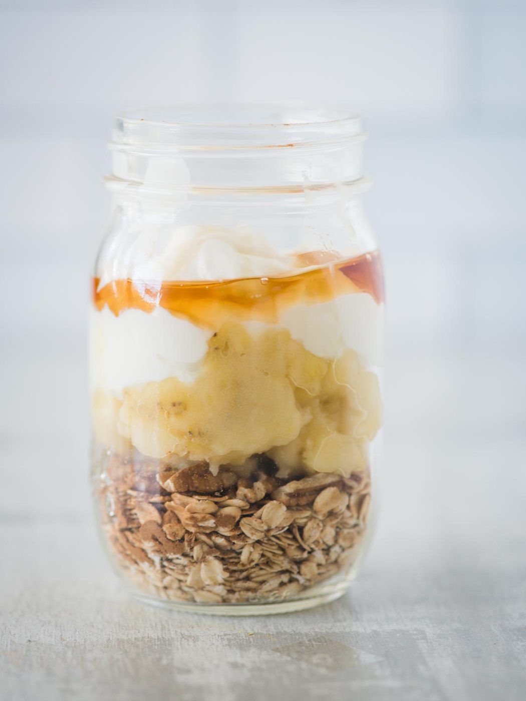 maple syrup added to jar of ingredients