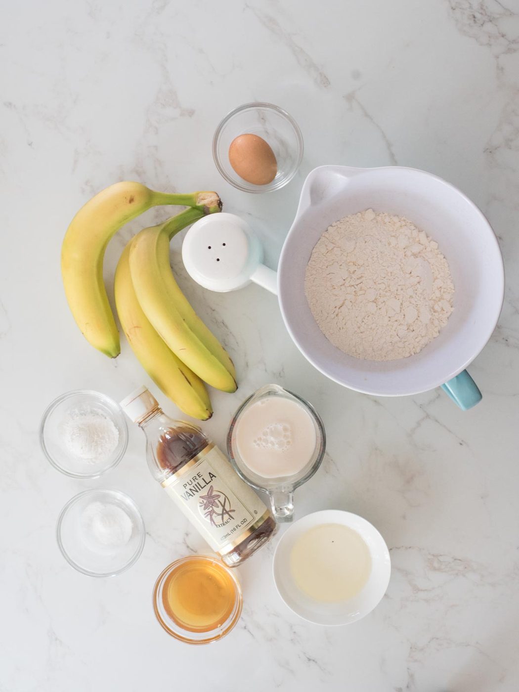 ingredients to make banana muffins