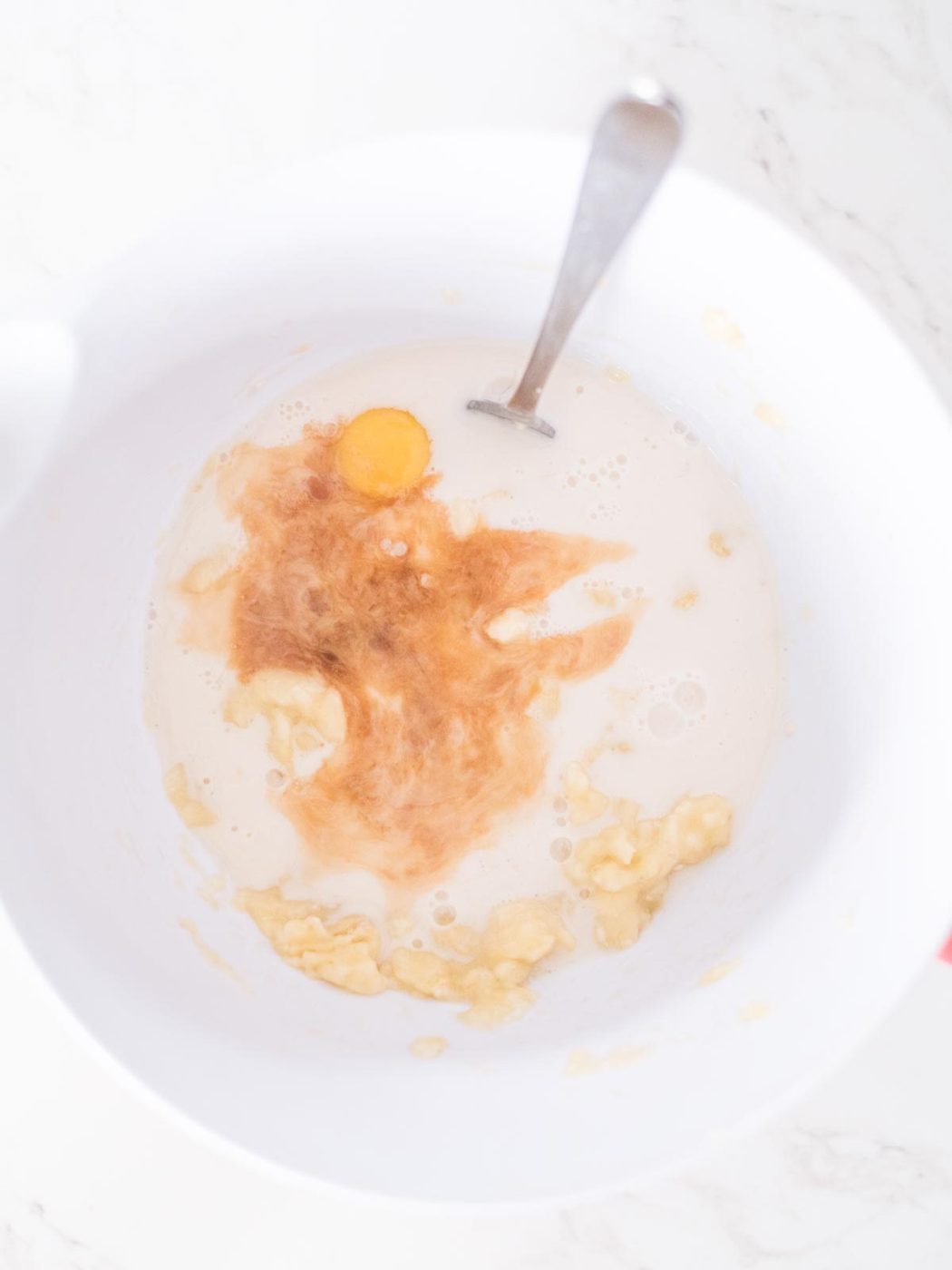 vanilla extract added to the wet ingredients in the mixing bowl