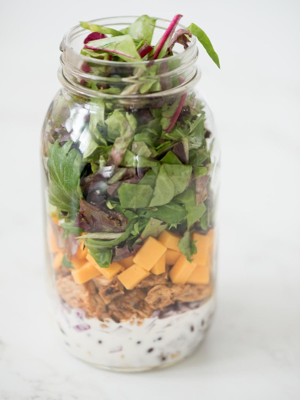 bbq chicken mason jar salad without a lid