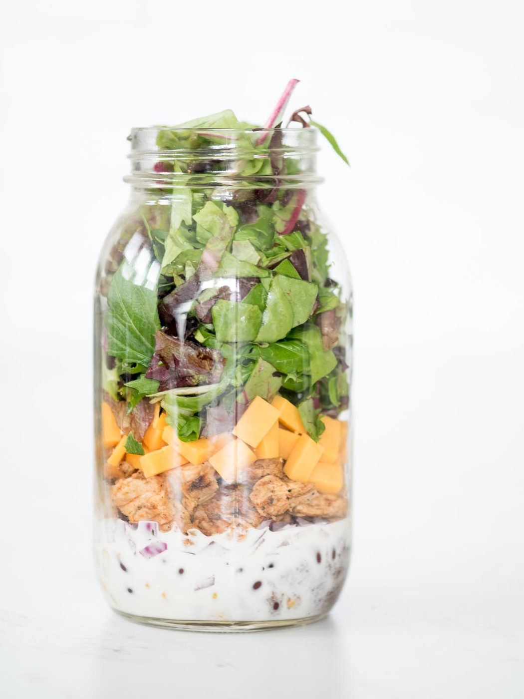 bbq chicken mason jar salad without a lid