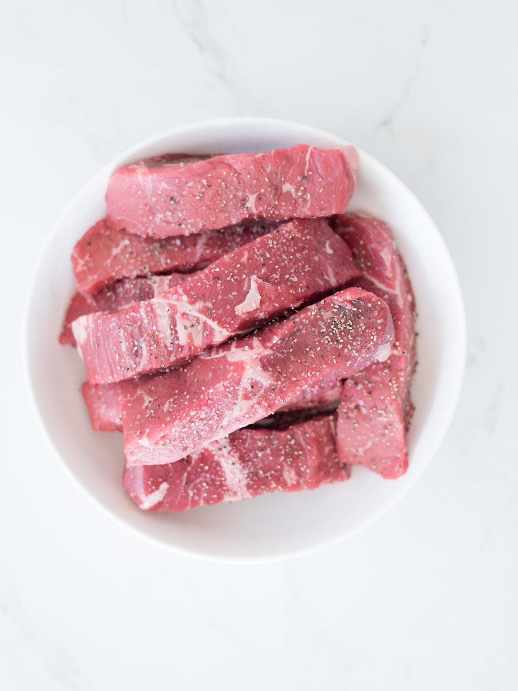 boneless beef ribs in a bowl