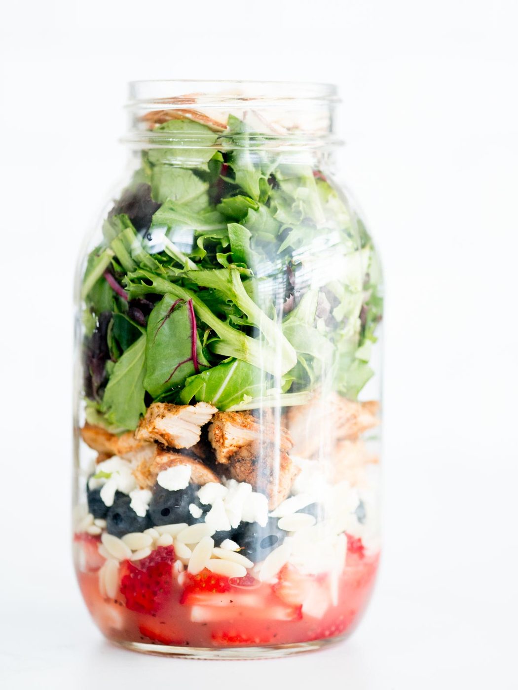 berry orzo mason jar salad