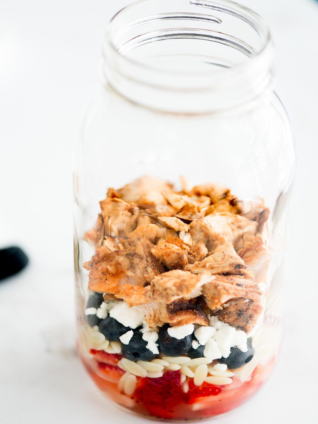 add chicken to mason jar with other ingredients