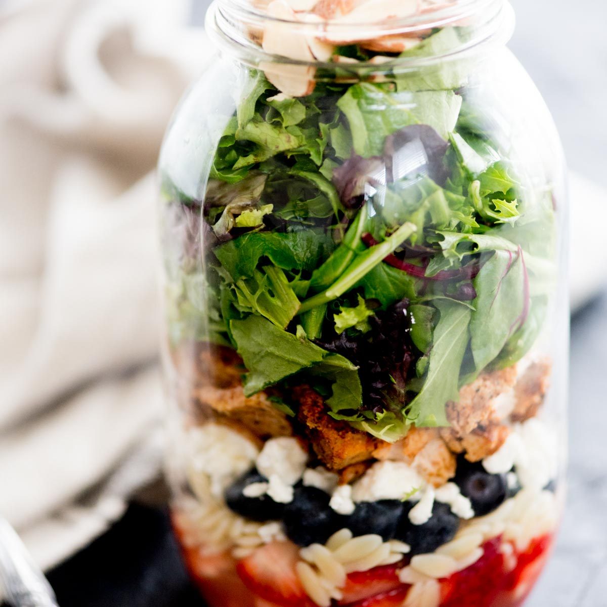 From-scratch Berry Orzo Mason Jar Salad