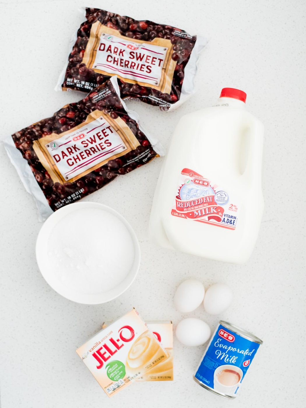 ingredients to make from-scratch dark cherry ice cream