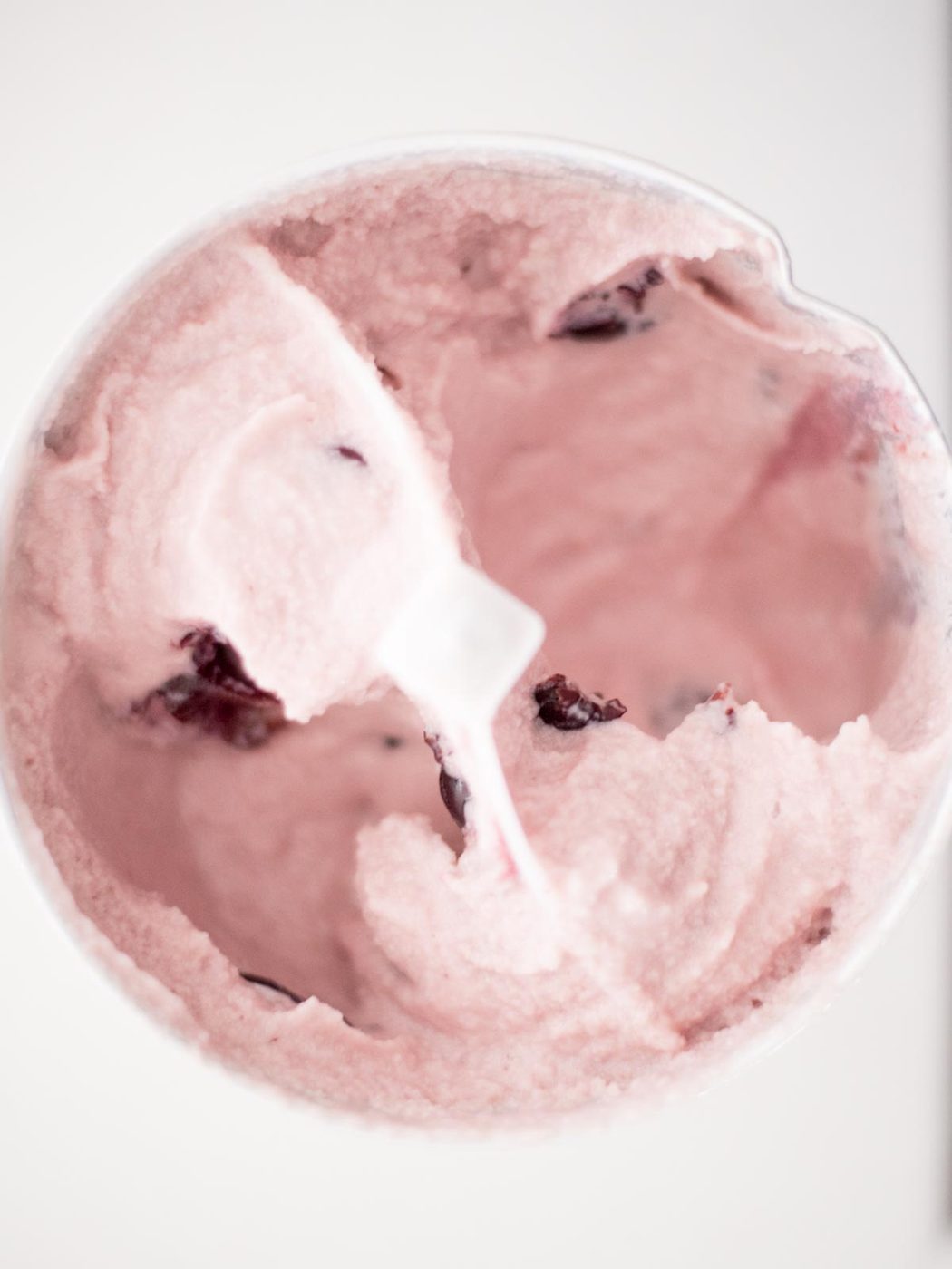 from-scratch black cherry ice cream in an ice cream maker