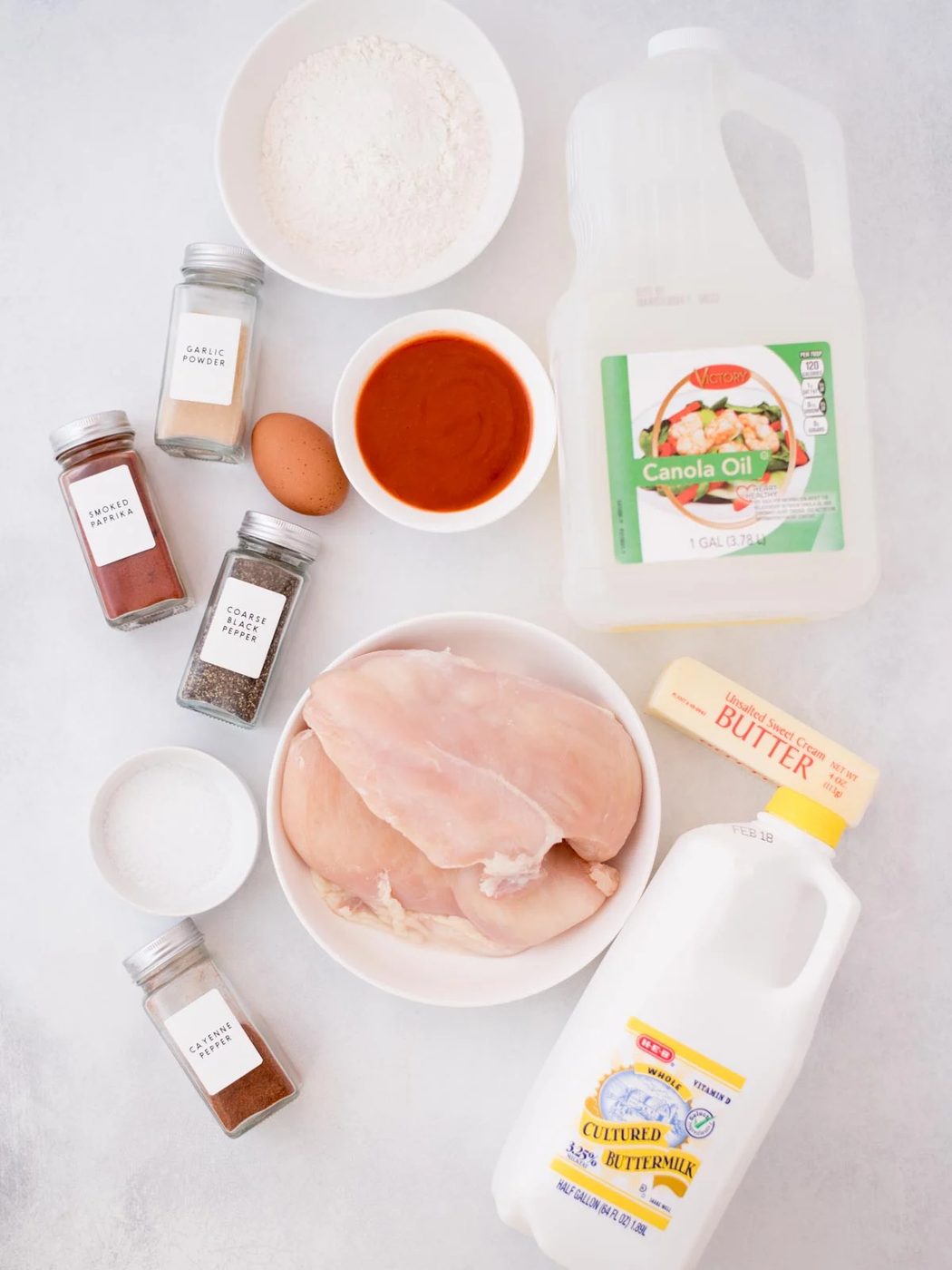 Ingredients needed to make boneless wings.