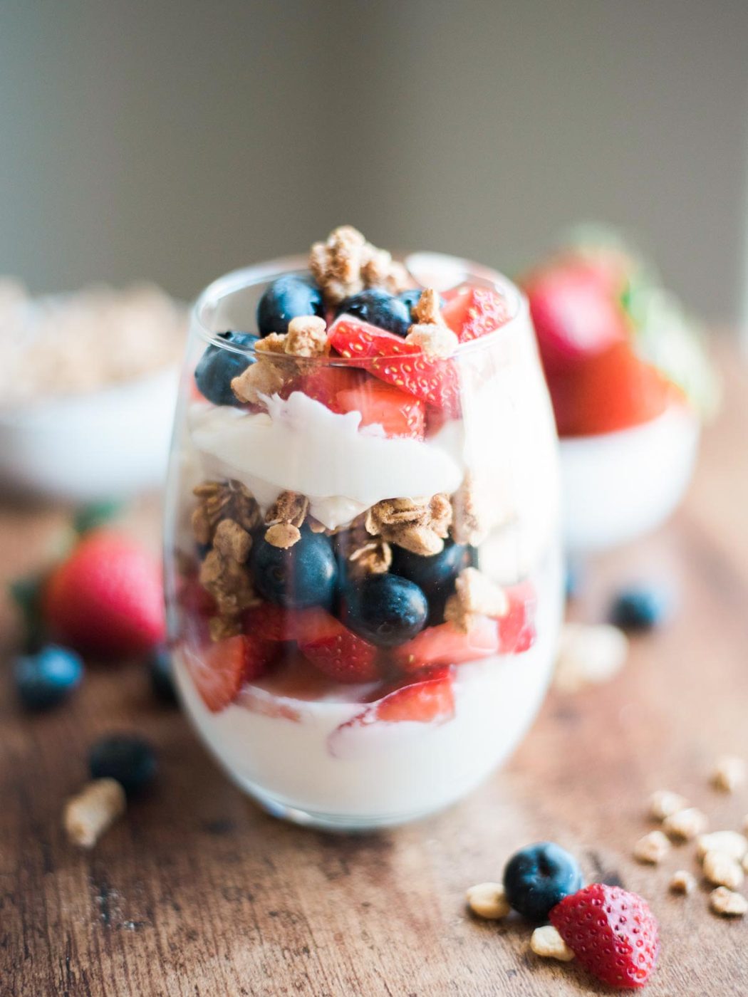 breakfast berry parfait in a glass