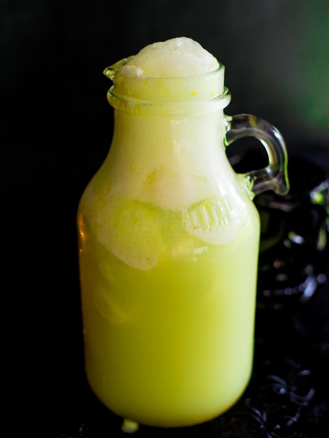 sprite combined with frozen limeade and lime sherbet in a pitcher