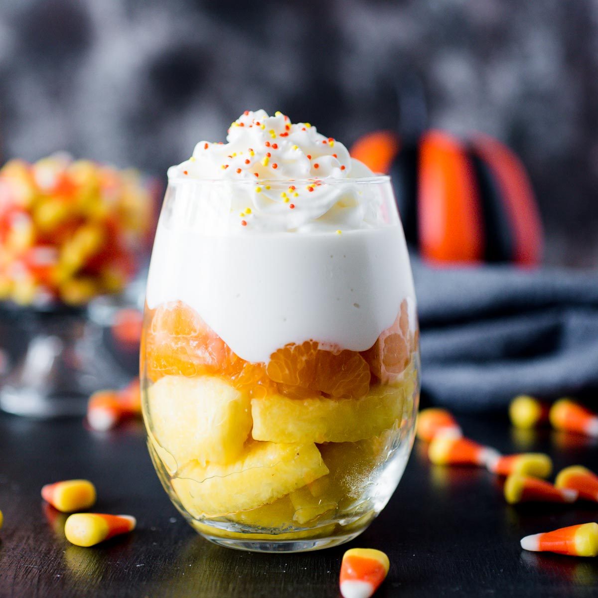 Home-style Candy Corn Inspired Fruit Parfait