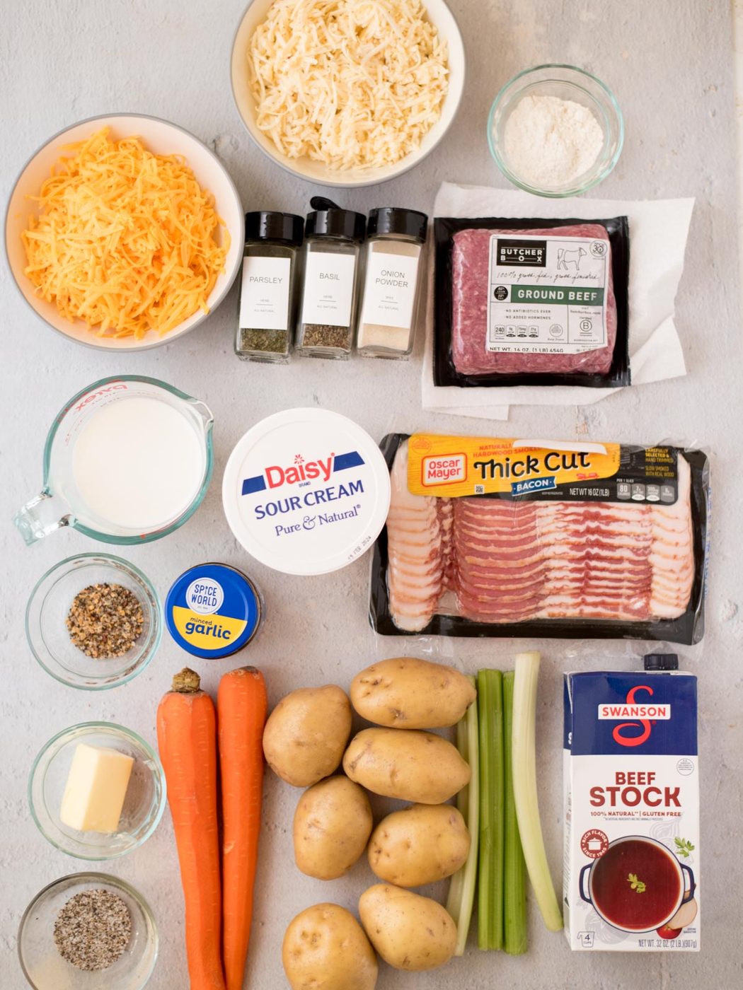 ingredients to make cheeseburger soup