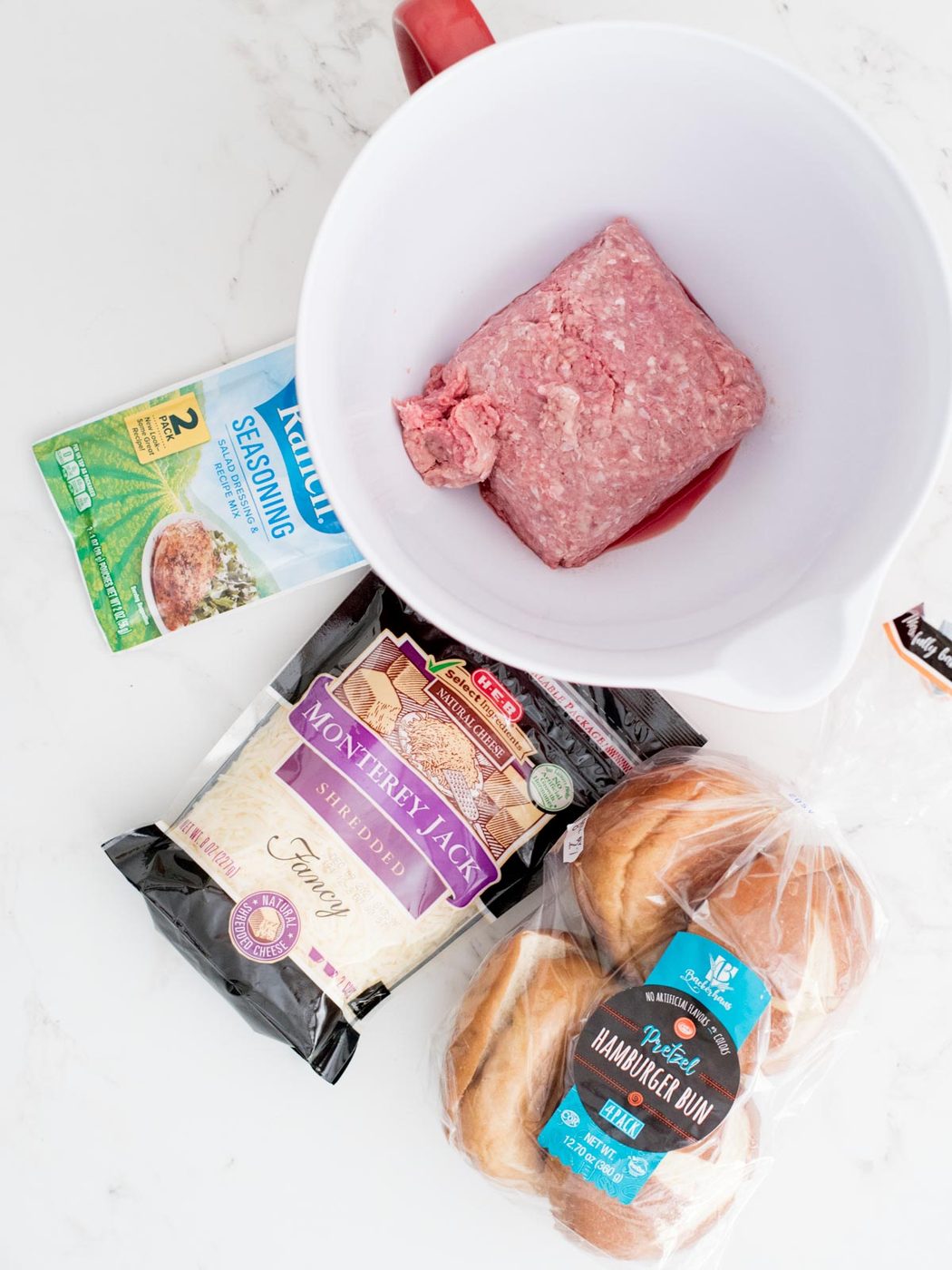 ingredients for cheesy ranch burgers