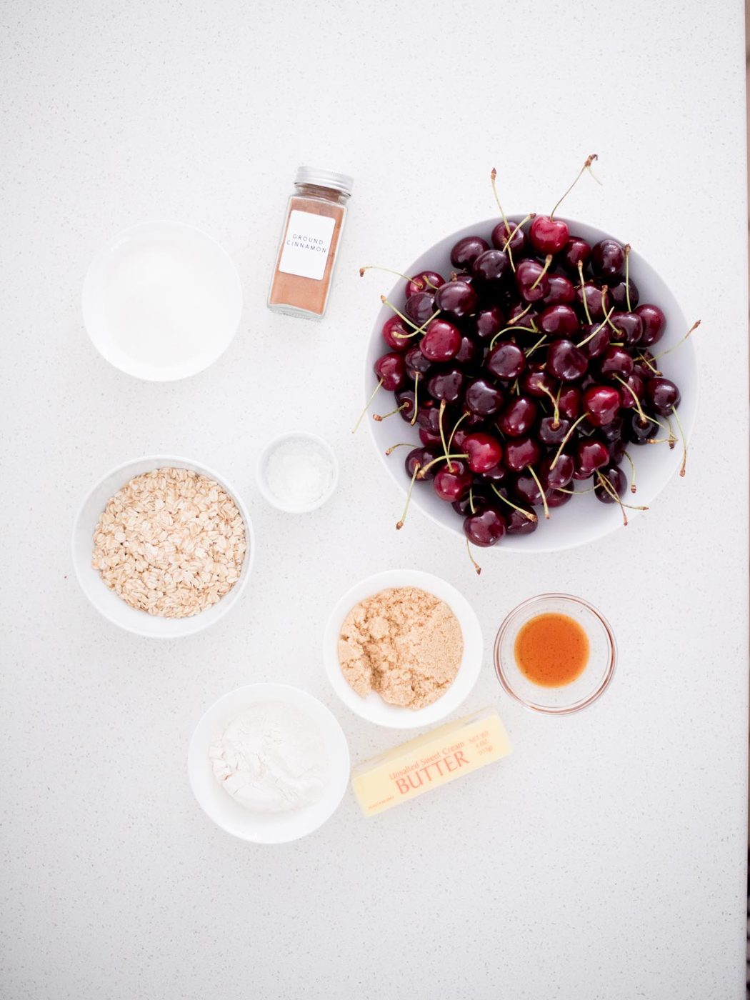 ingredients to make fresh cherry crisp