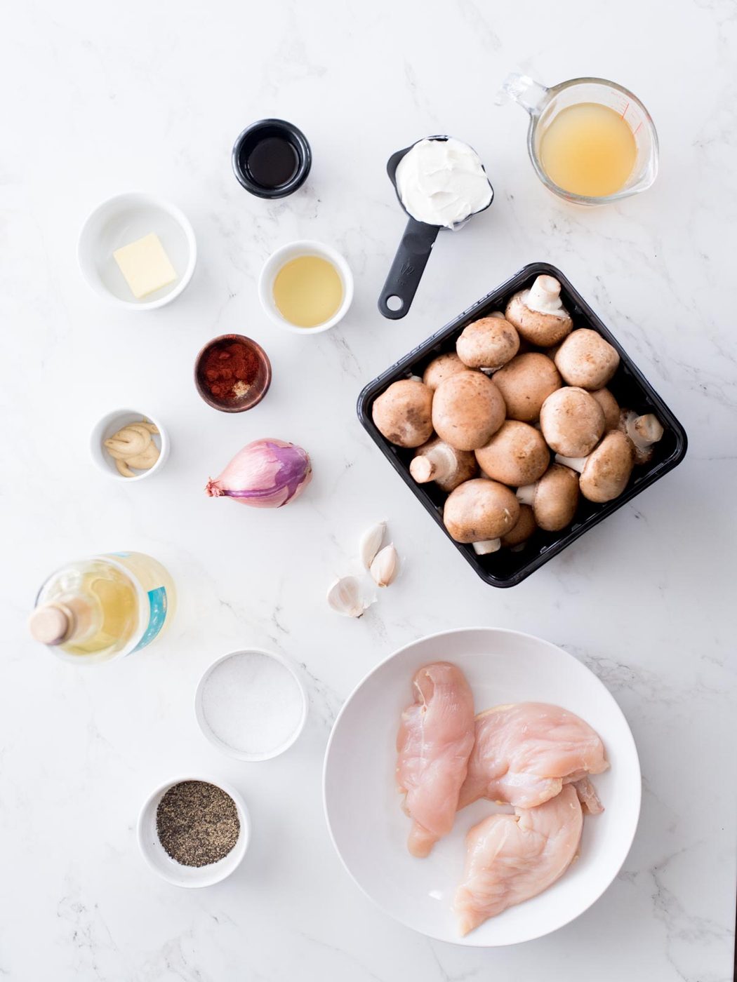 ingredients needed for chicken and mushroom stoganoff