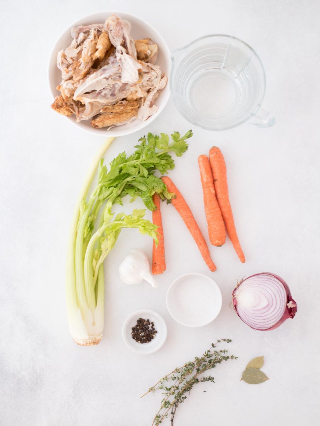 ingredients to make from-scratch chicken broth