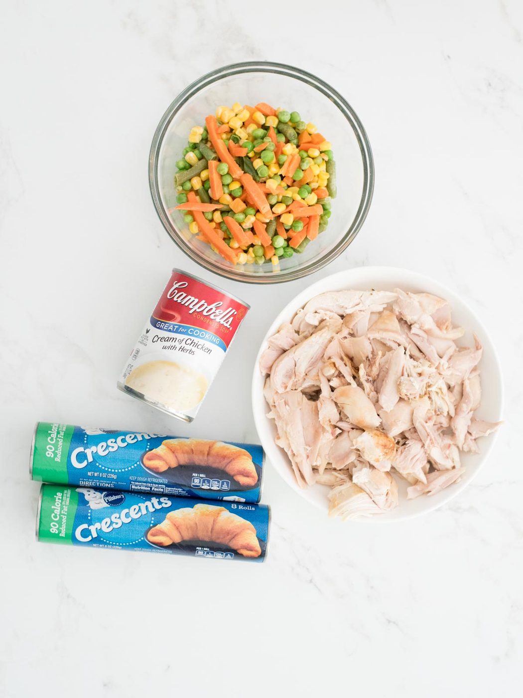 ingredients for chicken pot pie bites