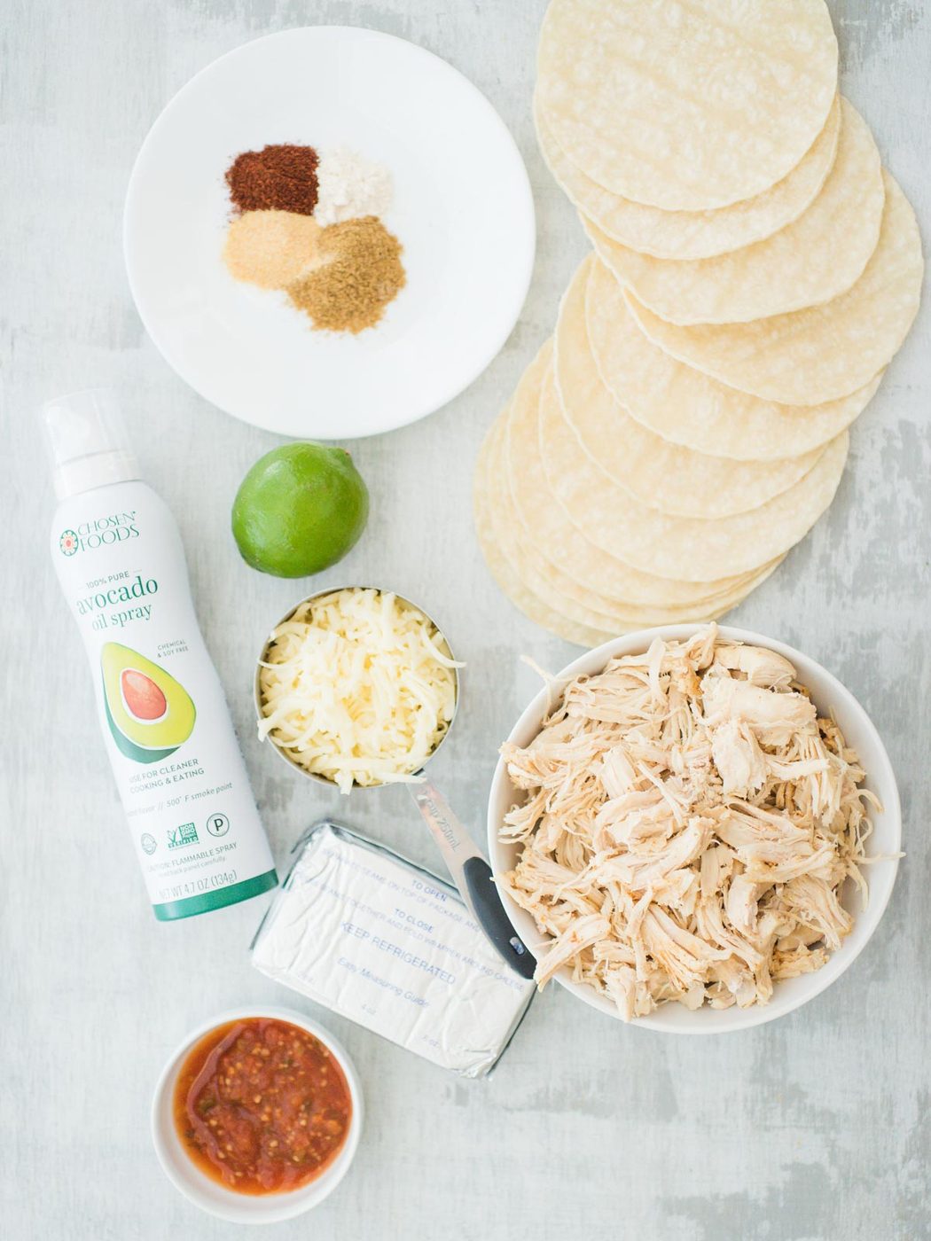 ingredients to make chicken taquitos