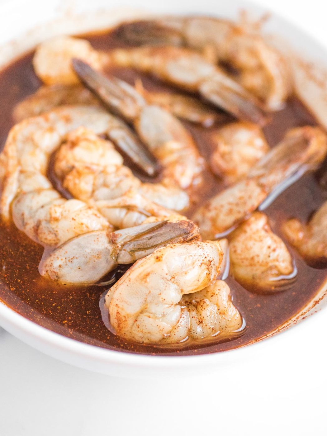 bowl of shrimp in chili lime marinade