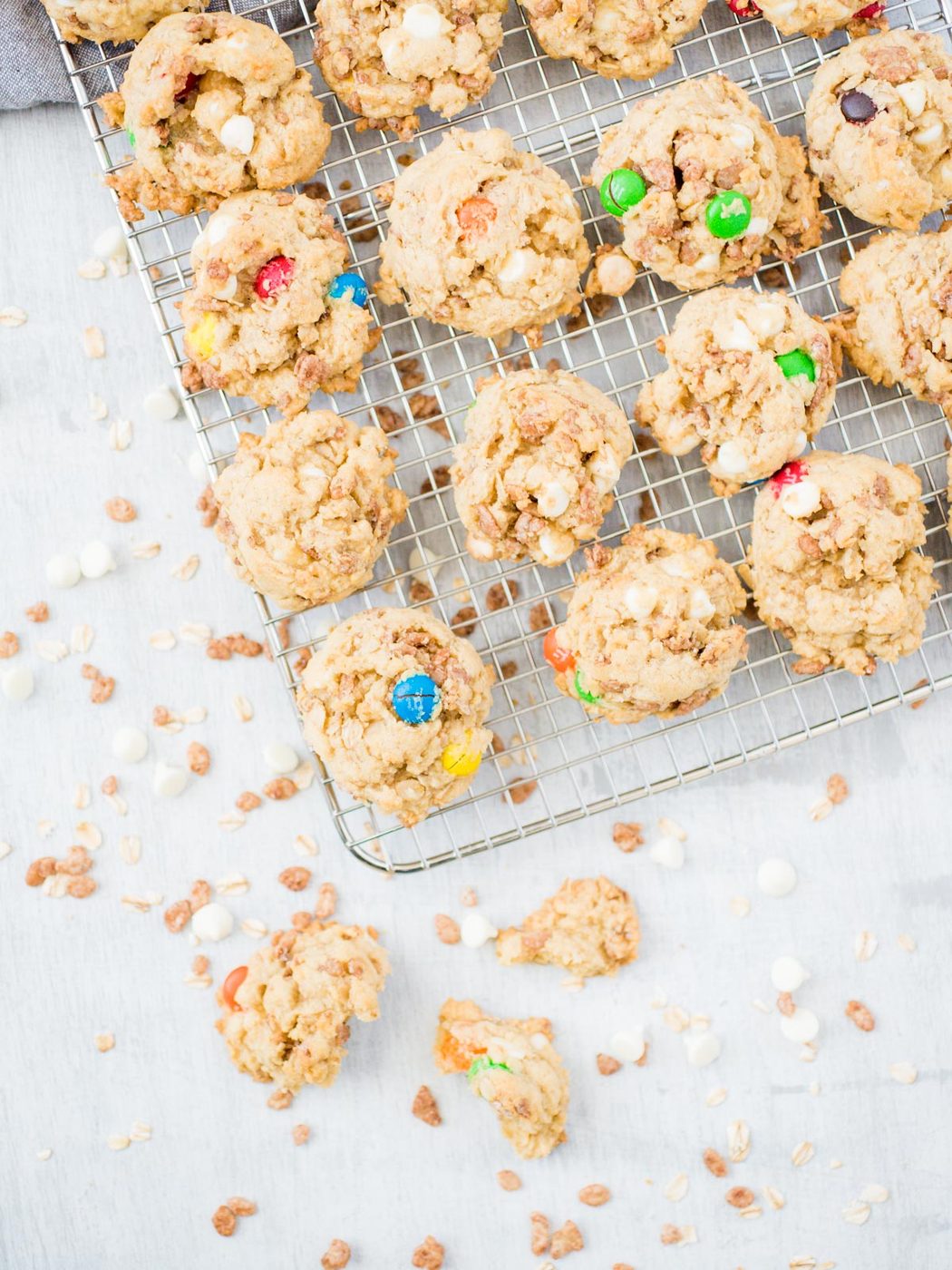 Chocolate Rice Krispies Cookies cookies on a cooling rack