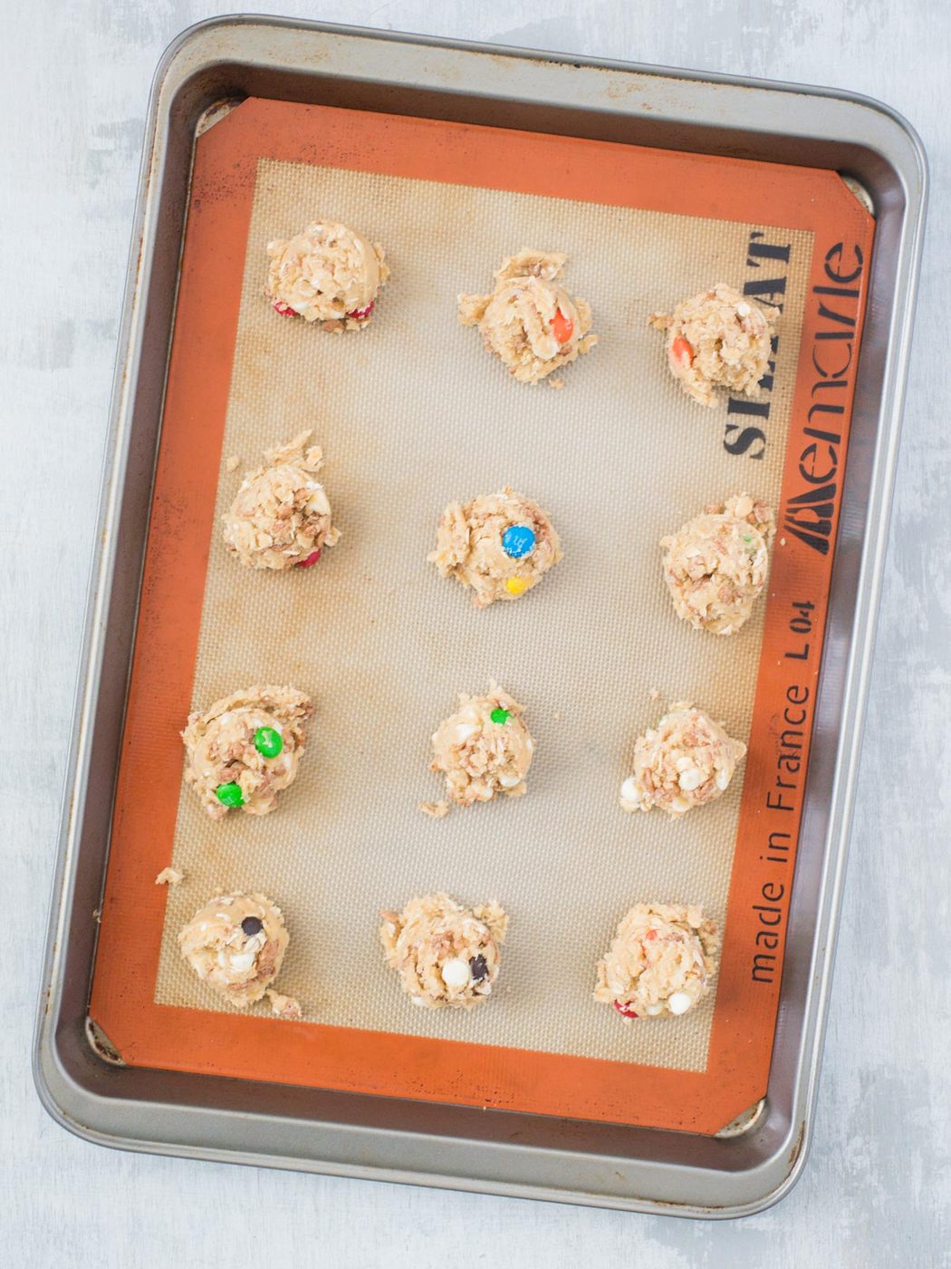 Chocolate Rice Krispies Cookies on a baking sheet