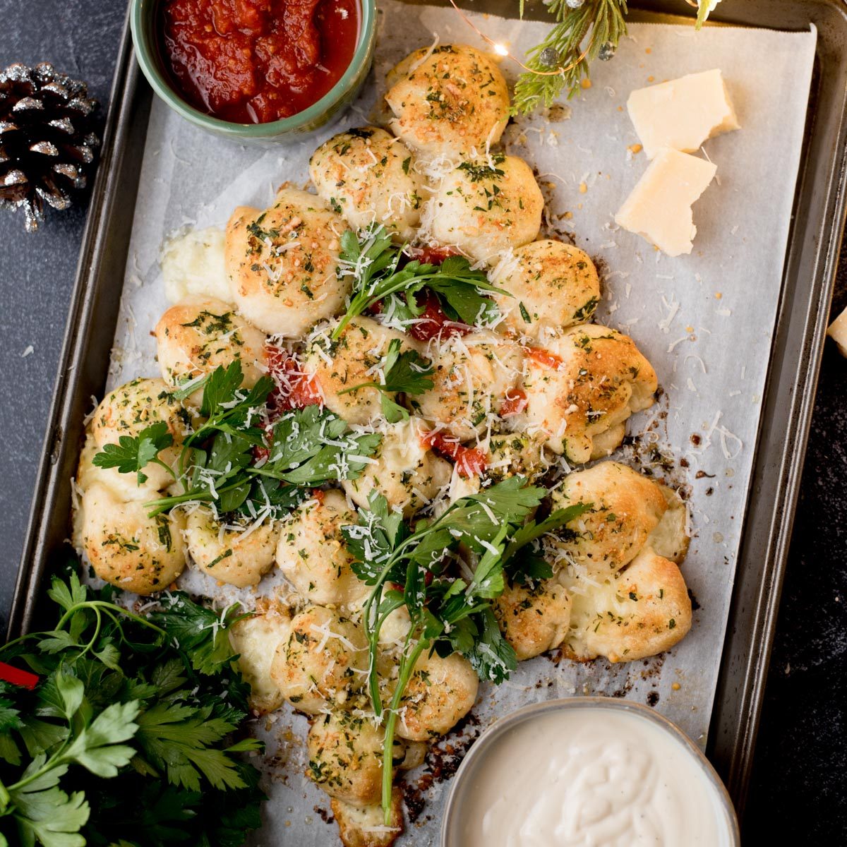 Christmas Tree Pull Apart Bread at home