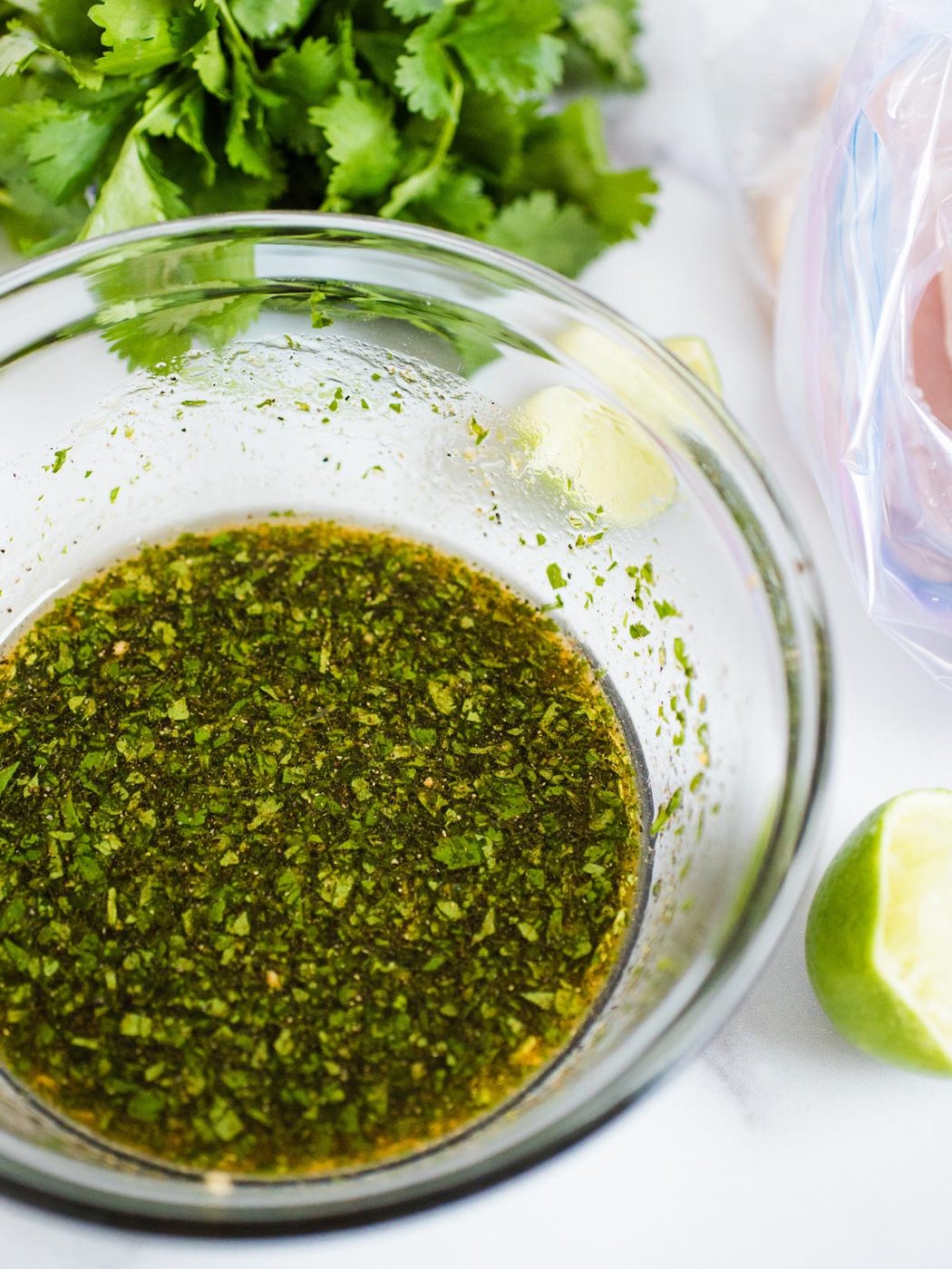 marinade in glass bowl