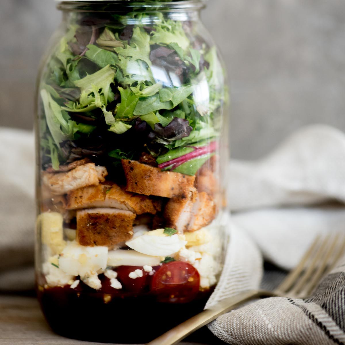 From-scratch Cobb Style Mason Jar Salad