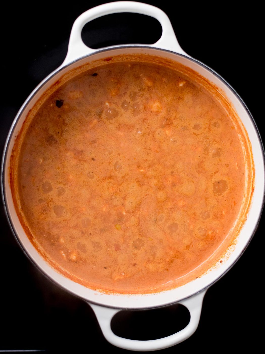 Creamy taco soup in a dutch oven.