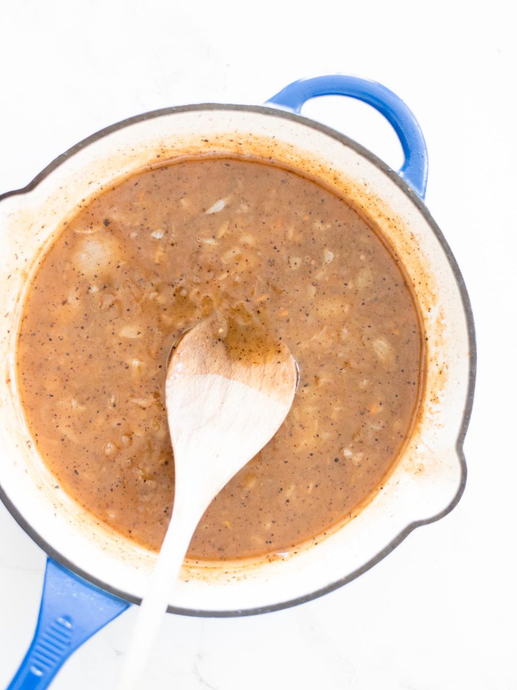 thickened gravy in a skillet