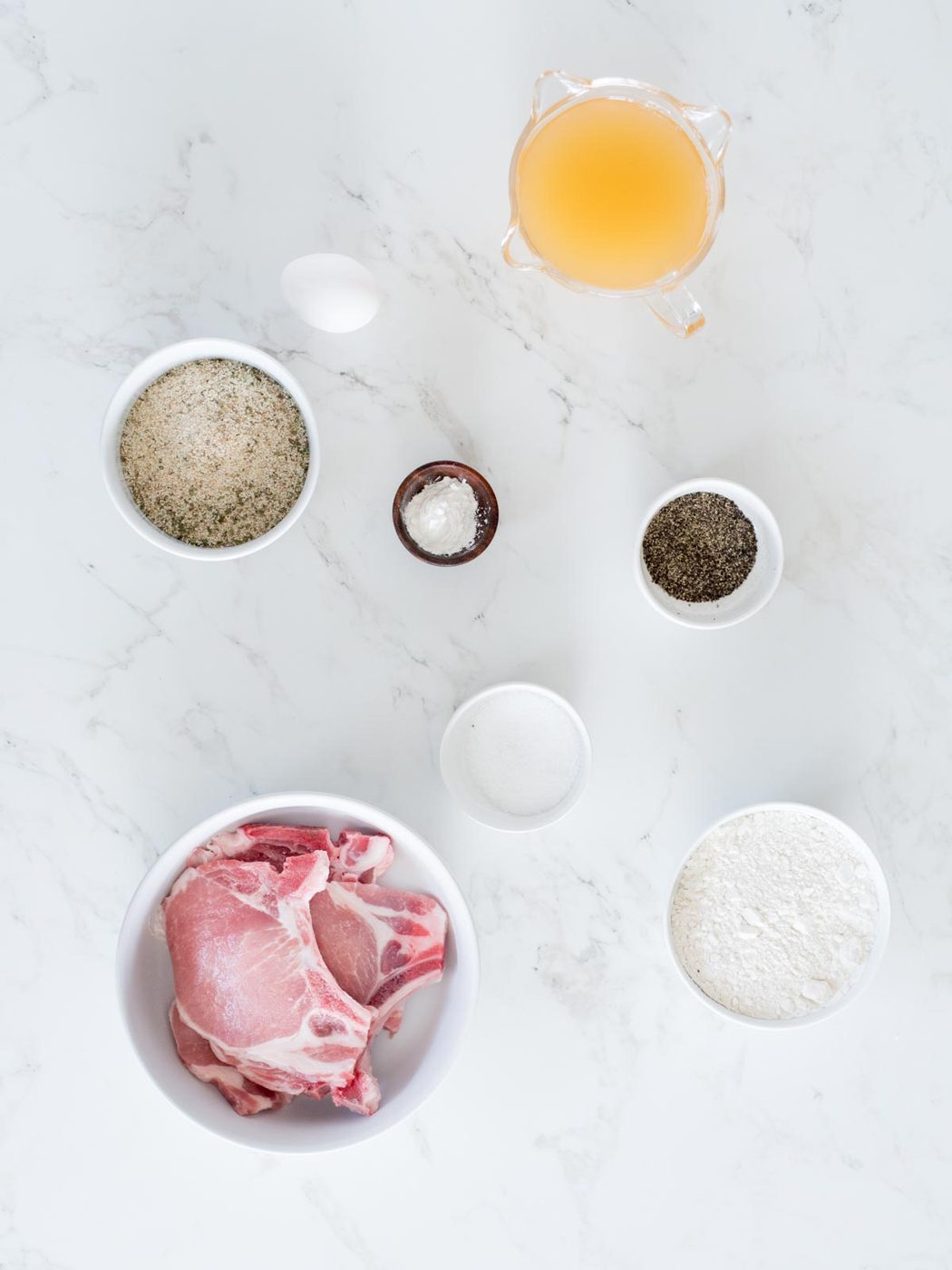 ingredients for crispy fried pork chops with gravy