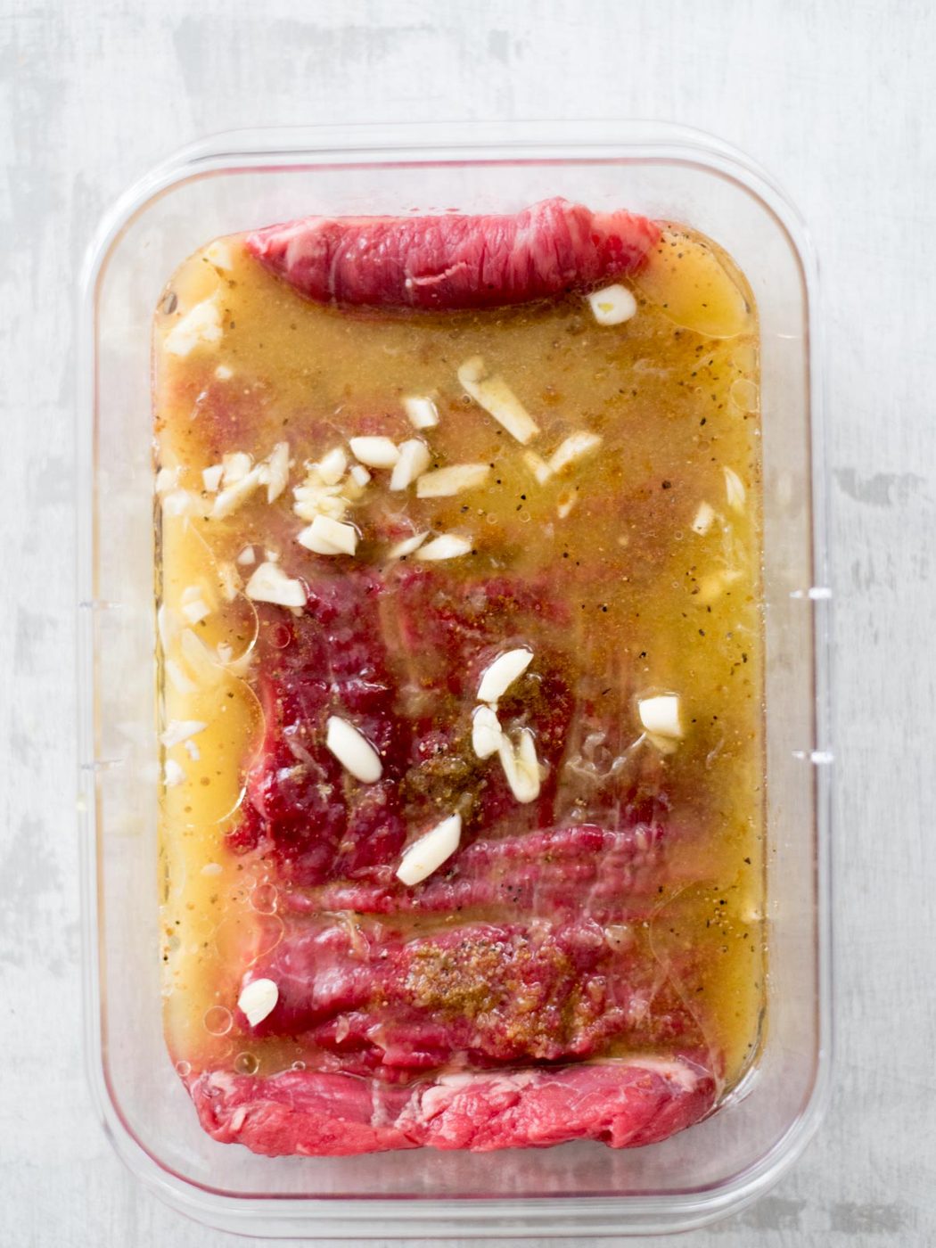 orange juice added to flank steak