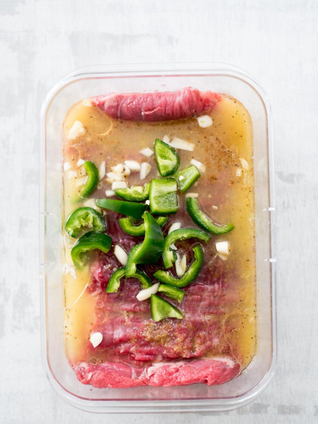 jalapenos added to flank steak