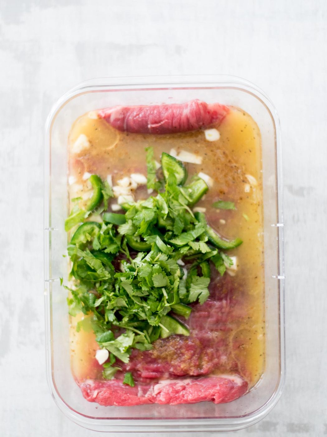 cilantro added to flank steak