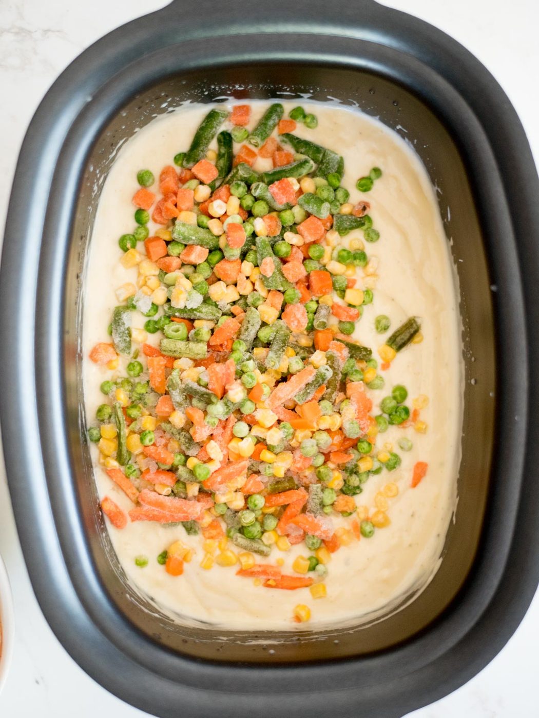 frozen vegetables added to the crockpot