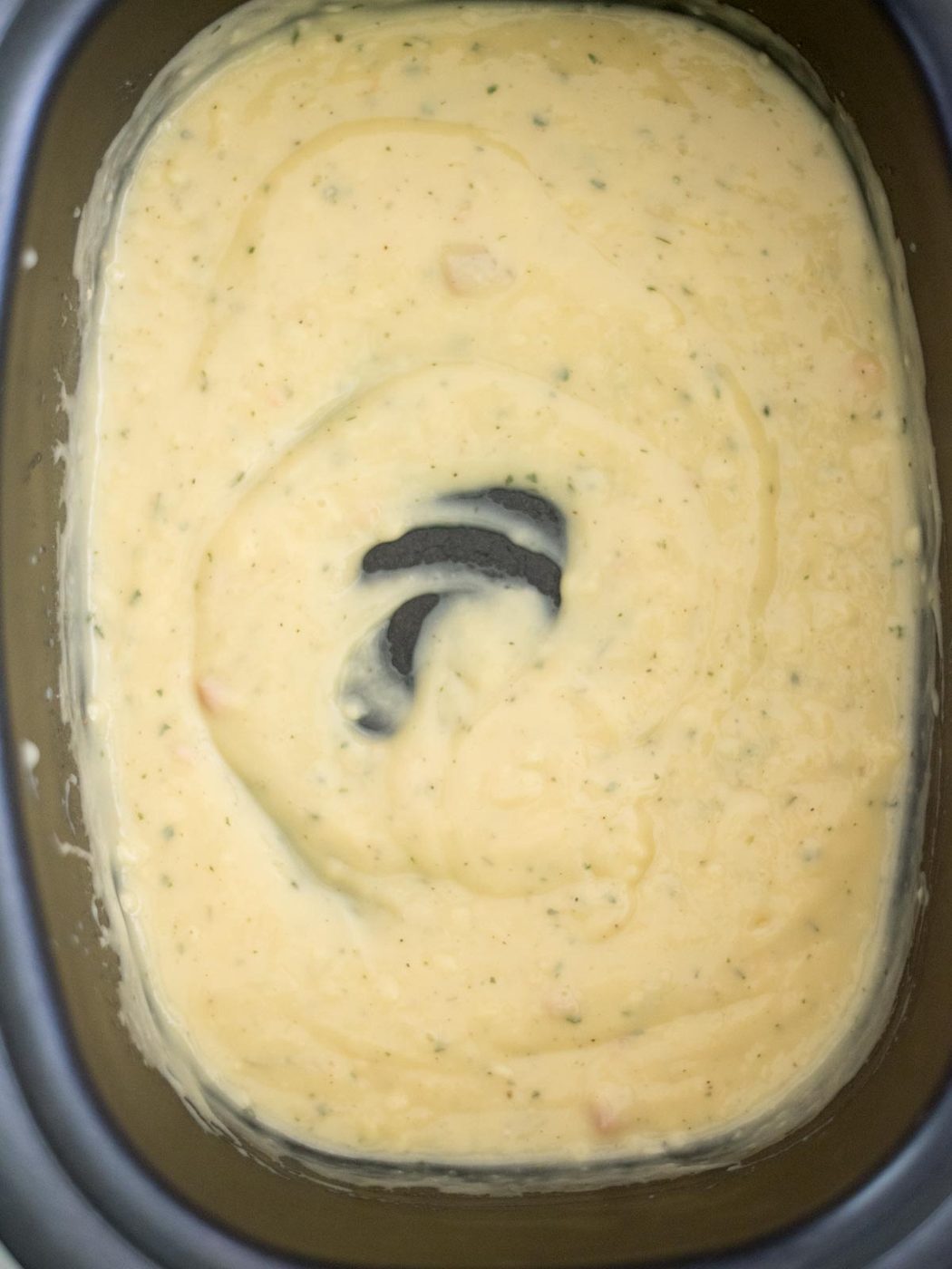 ingredients mixed together in the crockpot