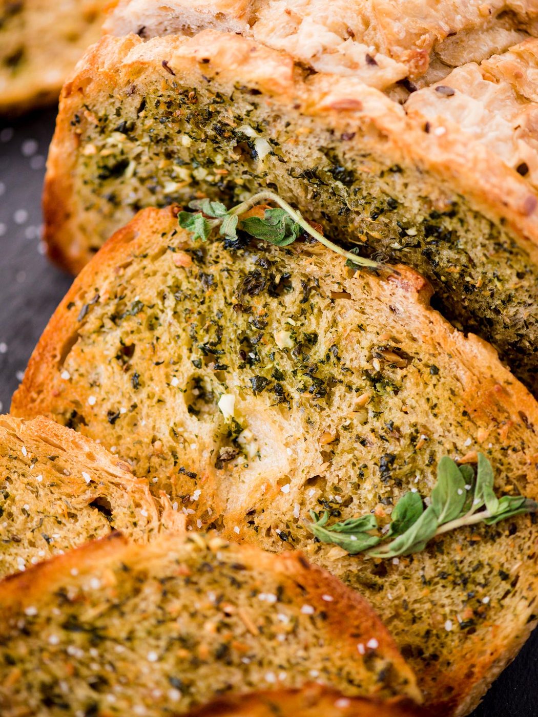 details of straightforward garlic bread with oregano