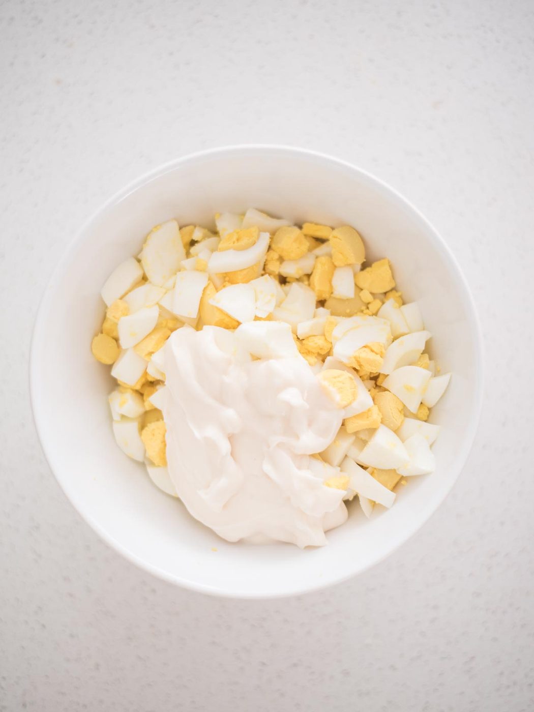 mayo on eggs for egg salad recipe