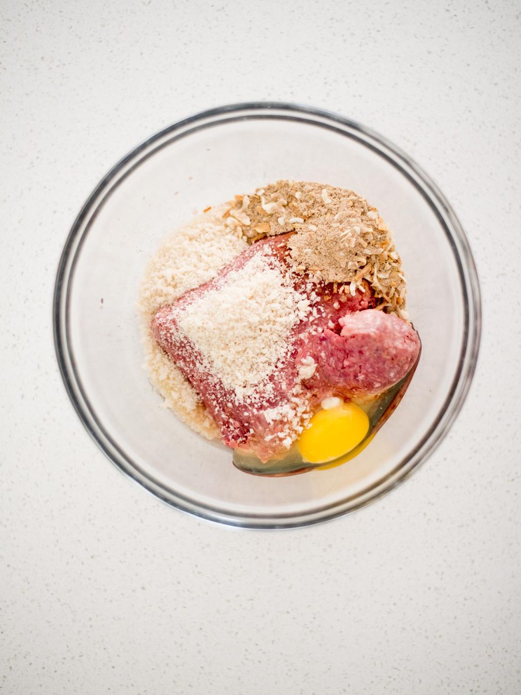meatball ingredients combined in a bowl